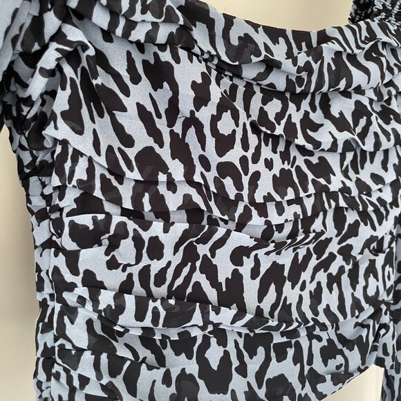 ZARA blue leopard print mesh top - Picture 4 of 7